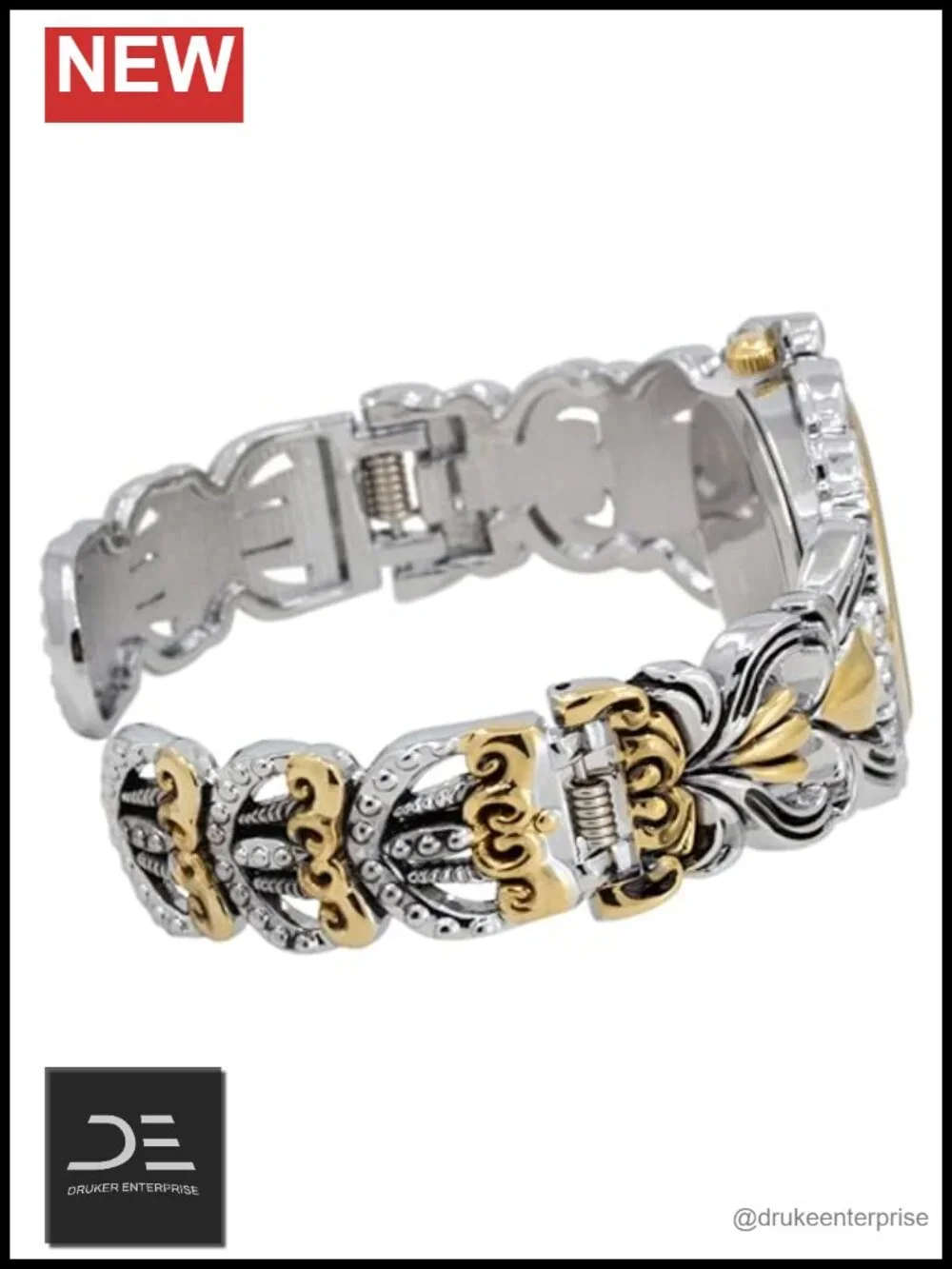 Japanese Quartz Women's 35mm Case Egyptian Concho Cuff Bangle Watch